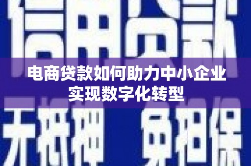 叙永电商贷款如何助力中小企业实现数字化转型