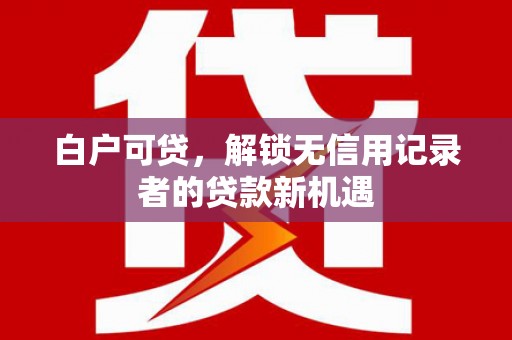 叙永白户可贷，解锁无信用记录者的贷款新机遇