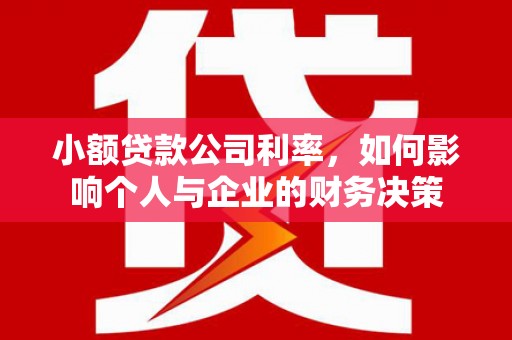 叙永小额贷款公司利率，如何影响个人与企业的财务决策