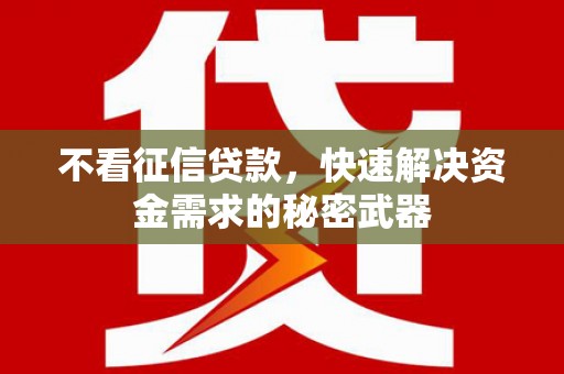 叙永不看征信贷款，快速解决资金需求的秘密武器