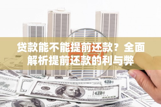 叙永贷款能不能提前还款？全面解析提前还款的利与弊