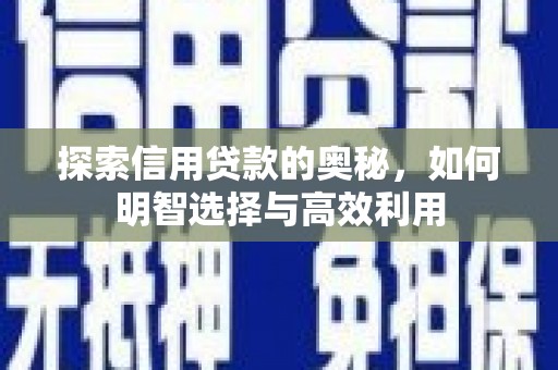 叙永探索信用贷款的奥秘，如何明智选择与高效利用